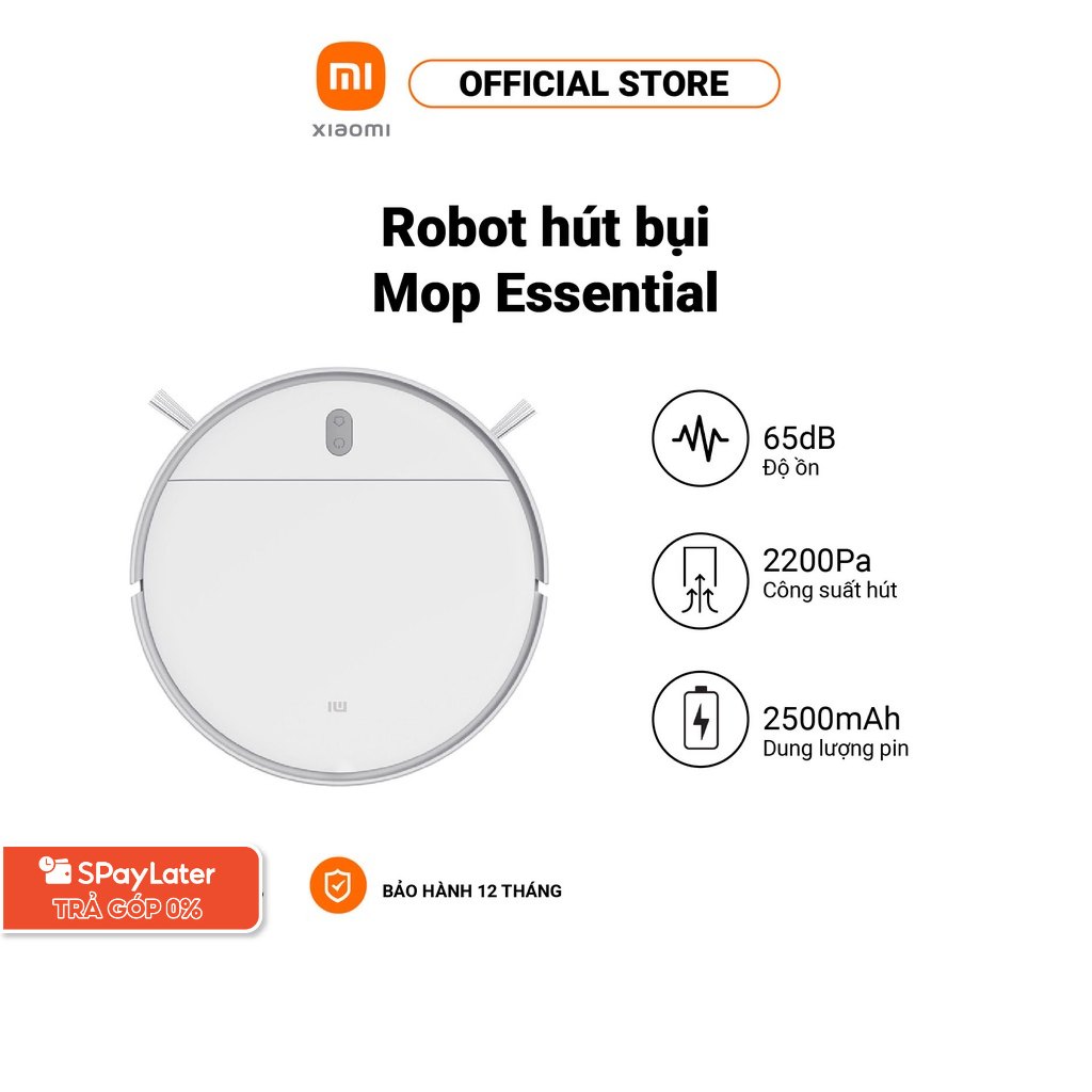 Robot hút bụi Xiaomi Vacuum Mop Essential | Công suất hút 2200 Pa | Pin 2500 mAH | Bộ lọc Hepa