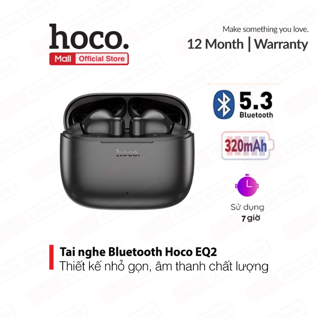 Tai nghe không dây V5.3 Hoco EQ2 - Chống ồn, Pin lâu, Âm bass mạnh, Giá rẻ,pin 320mah sử dụng liên tục 7 giờ