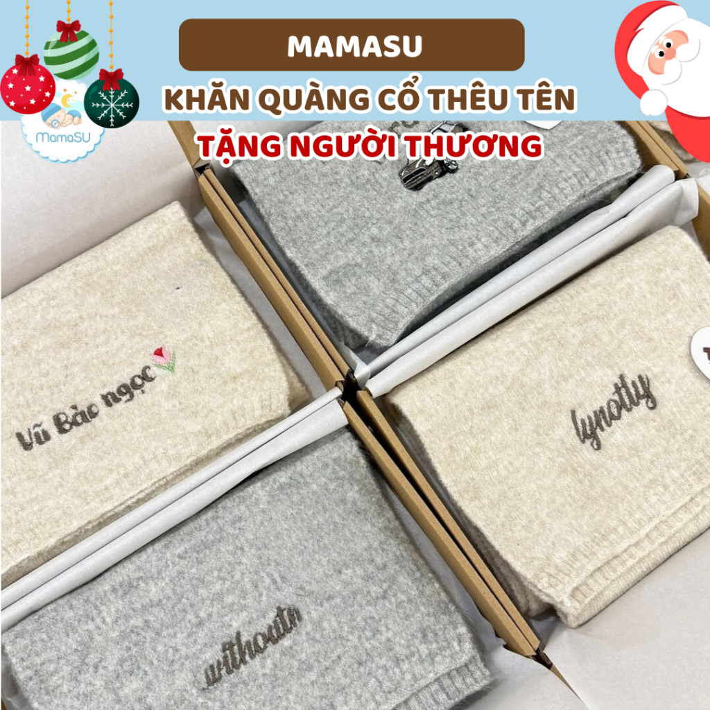 (THÊU TÊN) Khăn Len Thêu Tên Theo Yêu Cầu Phong Cách Hàn Quốc Quà Tặng Cho Bạn Gái Bạn Trai Đồ Đôi Quà Tặng Valentine