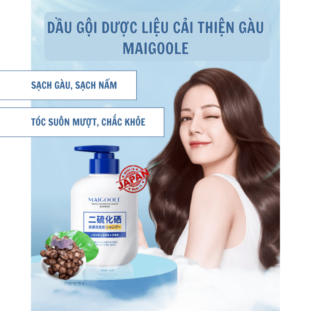 Dầu gội cải thiện gàu MAIGOOLE - Dầu gội dược liệu giúp cải thiện các tình trạng nấm ngứa gàu trên da đầu - QUINN BEAUTY