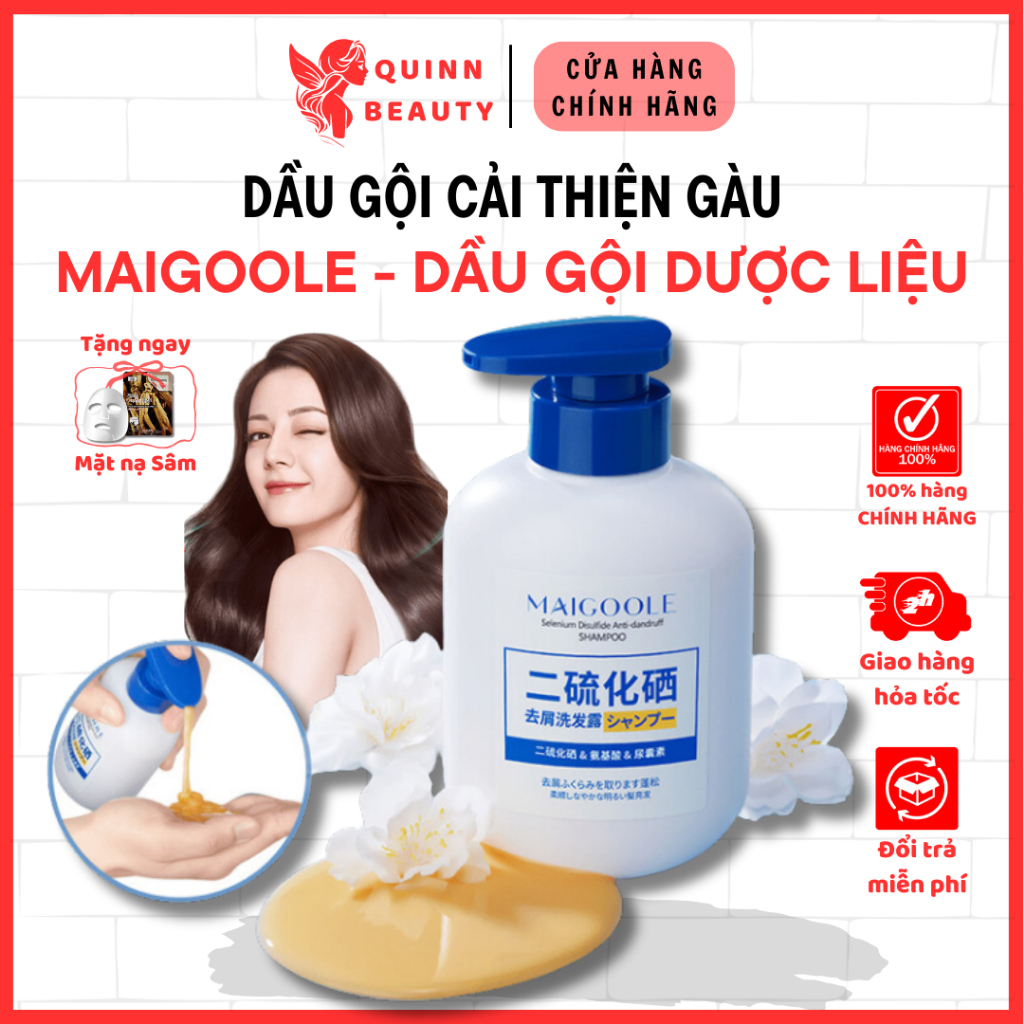 Dầu gội cải thiện gàu MAIGOOLE - Dầu gội dược liệu giúp cải thiện các tình trạng nấm ngứa gàu trên da đầu - QUINN BEAUTY