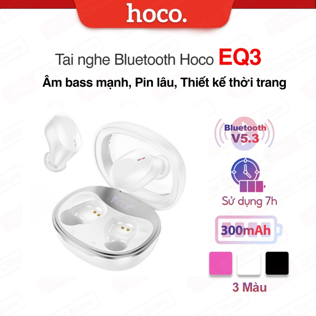 Tai nghe Bluetooth Hoco EQ3 - Âm bass mạnh, Bluetooth 5.3, Giá tốt sử dụng liên tục 7 giờ, pin 300ma
