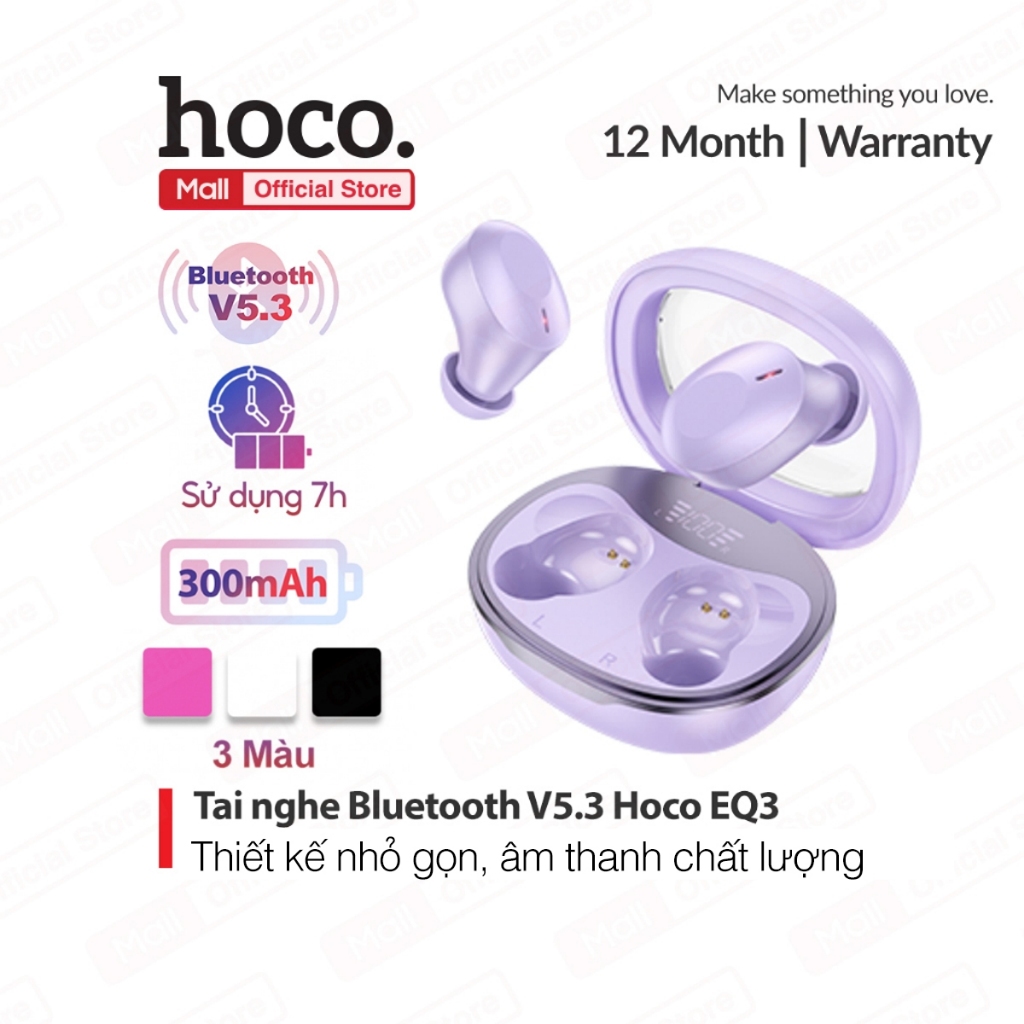 Tai nghe Hoco EQ3 - Bluetooth V5.3 Âm thanh sống động, Phù hợp giải trí & làm việc,sử dụng 7h, pin 300mAh