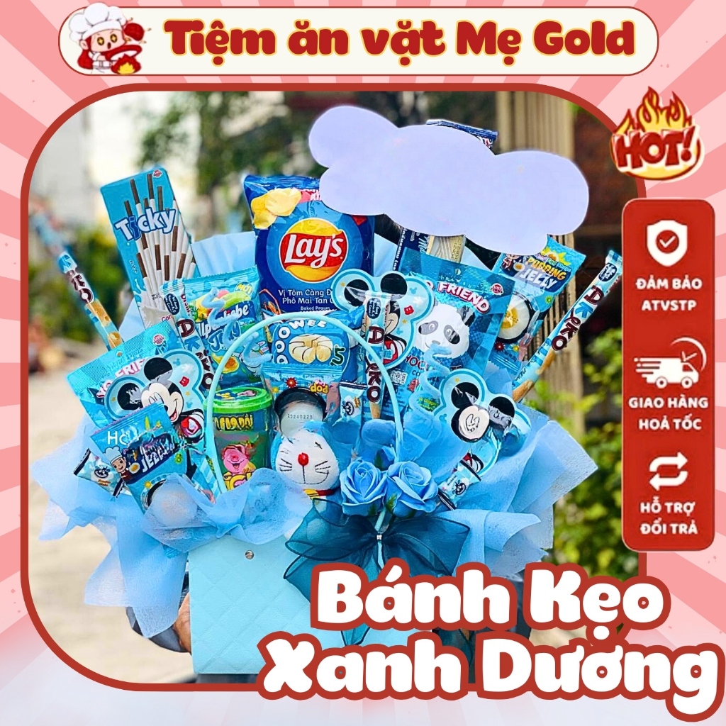 Bánh Kẹo Màu Xanh Dương, Thế Giới Đồ Ăn Vặt Màu Xanh, Tiệm Ăn Vặt Mẹ Gold