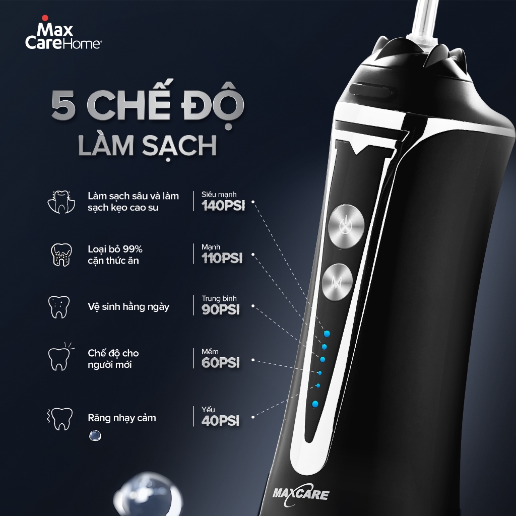 Máy Tăm Nước Cầm Tay Công Nghệ Nhật Bản Maxcare Max468Prime 5 Chế Độ, Thiết Kế Nguyên Khối 300ml | BigBuy360 - bigbuy360.vn