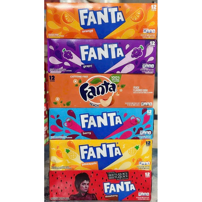 🥤🍇🍊🍑🍍NƯỚC NGỌT TRÁI CÂY CÓ GA MỸ - NHẬT FANTA NHO - CAM - ĐÀO - DỨA THÙNG 12 LON x 355ML - 24 LON x 
