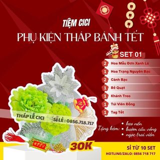 [Tặng keo nến + ngọc trai + bướm] Set Phụ Kiện Trang Trí Tháp Bánh Tết, Tháp Bánh Nước Ngày Tết