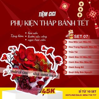 [Tặng keo nến + ngọc trai + bướm] Set Phụ Kiện Trang Trí Tháp Bánh Tết, Tháp Bánh Nước Ngày Tết
