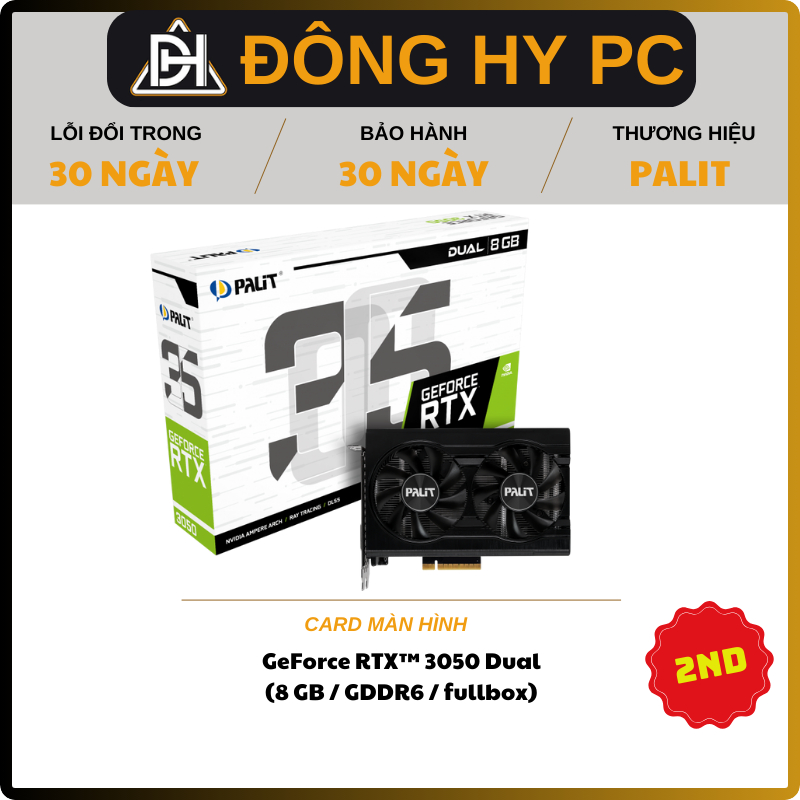 VGA card màn hình Palit GeForce RTX™ 3050 8GB Dual 2ND