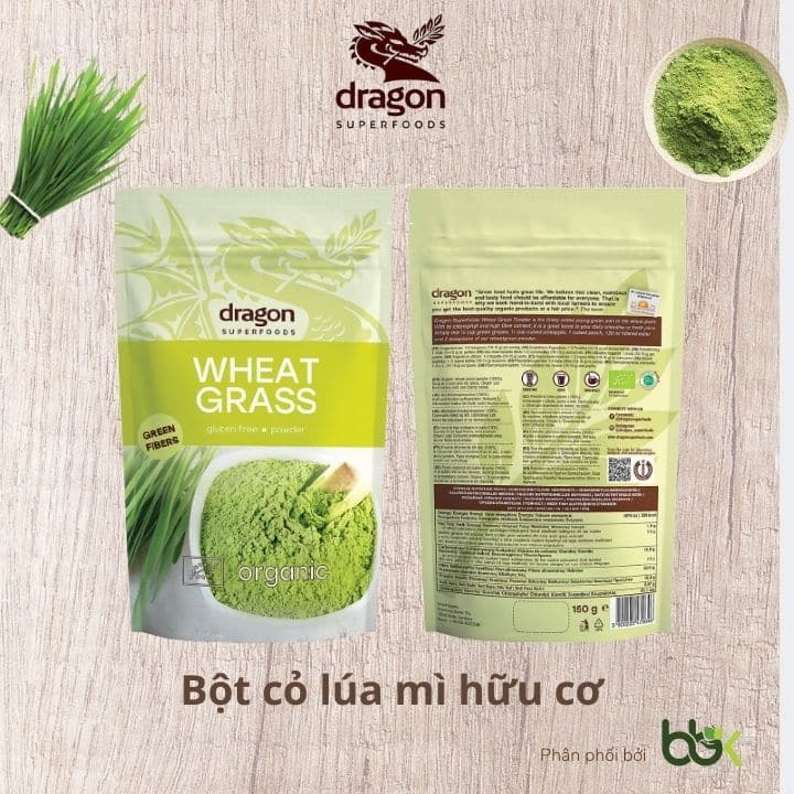 [12.2025] Bột cỏ lúa mì hữu cơ Dragon Superfoods Organic Wheatgrass Powder 150gr
