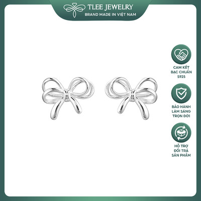 Khuyên tai bạc nữ TLEE, bông tai nơ thắt kép nữ tính TLEE JEWELRY B0540