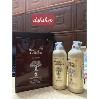   1 cặp Vàng  gội + xả  Dầu Gội Cặp Biotin Collagen  - Dầu Gội Đầu Ngăn Ngừa Rụng Tóc Phục Hồi Hư Tổn 1000ml 