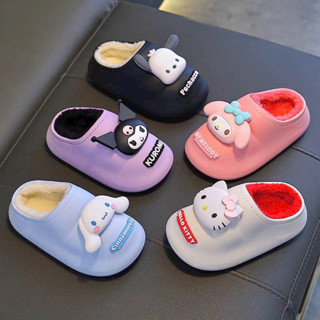  Dép bông cho bé Dép Sục Lót Lông Sanrio Cinnamoroll  Kuromi Chống Thấm Nước Chống Trơn Trượt  Ấm Áp 