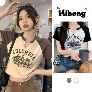 [XẢ HÀNG] Áo Croptop Tay Ngắn Raglan COLOMBIA IN Cổ Khoét V Chất Borip BM00.1_BM23, Áo Thun Cổ Giọt Lệ HIBONG