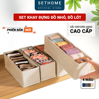  Bộ sản phẩm khay hộp vải xếp ngăn kéo SETHOME xếp gọn bít tất vớ khăn đồ lót cà vạt quần áo ngủ mỏng 