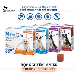  NEXGARD - Hộp 6 viên - Viên nhai phòng & trị ve rận bọ chét ghẻ demodex sarcoptes dành cho Chó 