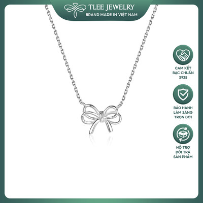 Dây chuyền bạc nữ TLEE mặt nơ thắt kép trơn xinh xắn TLEE JEWELRY D0306