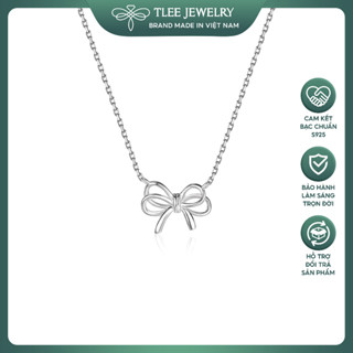 Dây chuyền bạc nữ TLEE mặt nơ thắt kép trơn xinh xắn TLEE JEWELRY D0306