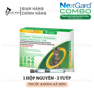 NexGard COMBO - Hộp 3 tuýp (2,5-7,5kg) - Nhỏ gáy phòng & trị nội, ngoại kí sinh dành cho Mèo.