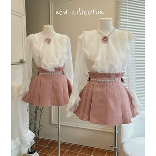 Set áo sơmi cam + short Váy