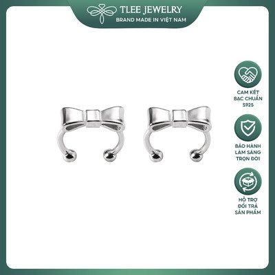 Khuyên tai bạc nữ TLEE, bông tai nơ kẹp mini dáng trơn basic nhỏ xinh TLEE JEWELRY B0488
