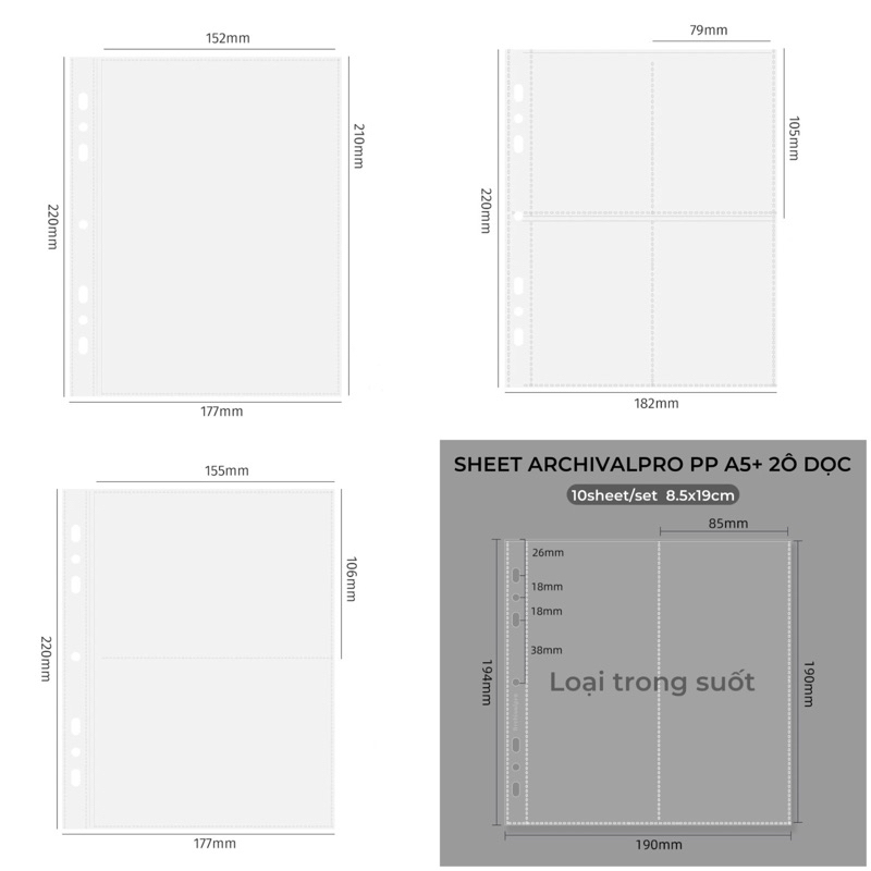 [CÓ SẴN] SHEET A5 WIDE A5+ A5 RỘNG ARCHIVALPRO DÀNH CHO BINDER A5 WIDE LƯU TRỮ ẢNH
