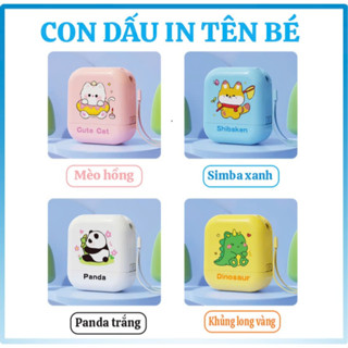 [Tặng Mực] Con Dấu In Tên Bé Lên Quần Áo, Mũ, Tất Vớ, Hộp Sữa, Mẫu Mới Hình Thú Cưng Mèo - Panda - Khủng Long - Simba