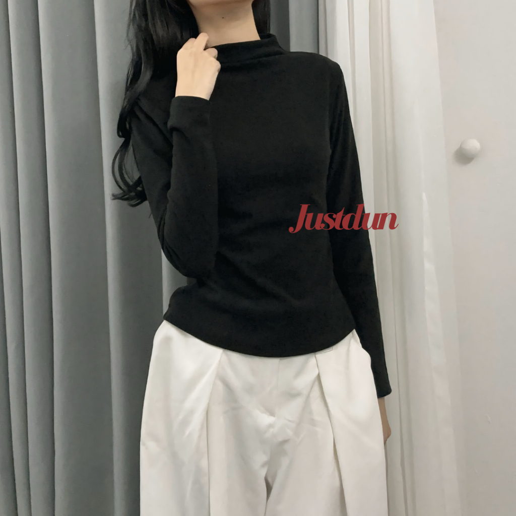 Áo Thun Ôm Body Nữ Giữ Nhiệt Tay Dài JUSTDUN G2 – Cổ Cao 3cm, Chất Nhung Mịn Dày Dặn, Co Giãn | BigBuy360 - bigbuy360.vn