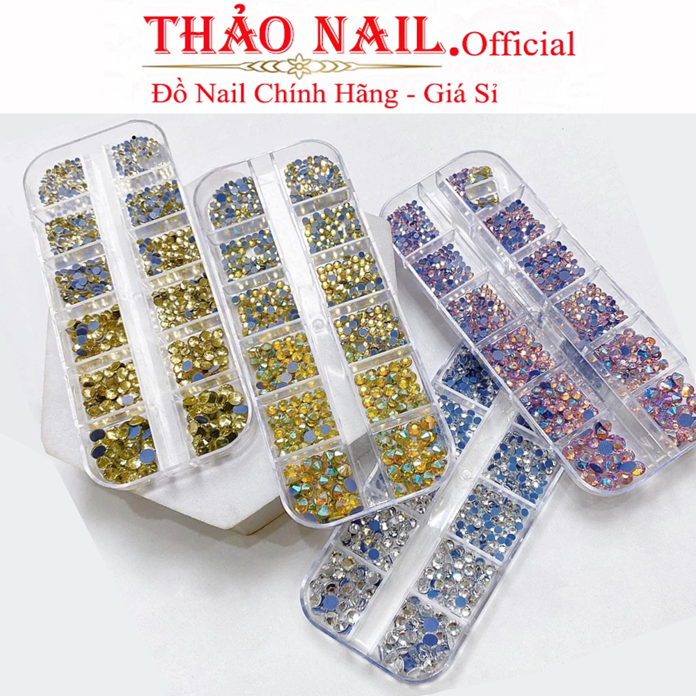Khay đá nail chân lưới 14 khía đủ màu đính móng siêu sáng ANGELICA Chính Hãng