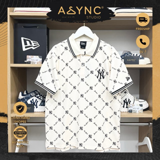 (Auth) Áo Polo New Era x MLB NY Monogram New York Yankees Màu Kem Cổ Viền Đen | CODE: 13533545 - Async Studio