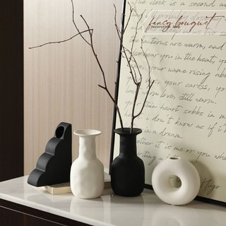  Bình Hoa Wabi-sabi Nghệ Thuật - Trang Trí Nhà Cửa - Bình Gốm Đen  Trắng 