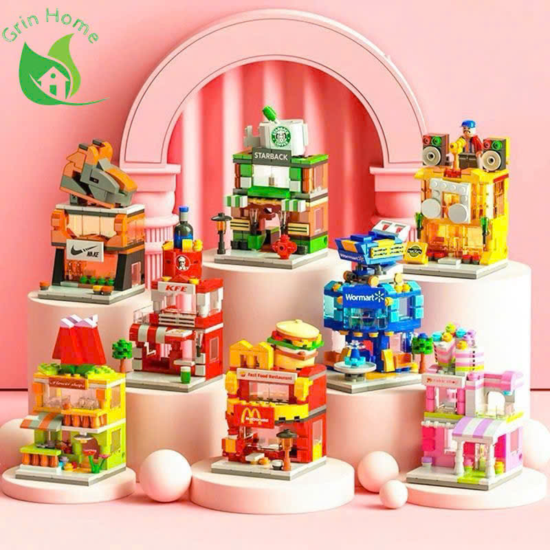 Bộ Đồ Chơi Lắp Ráp Mô Hình Nhà Thành Phố, Xếp Hình Thị Trấn Lắp Ghép Cửa Hàng Siêu Thị Quà Cho Bé