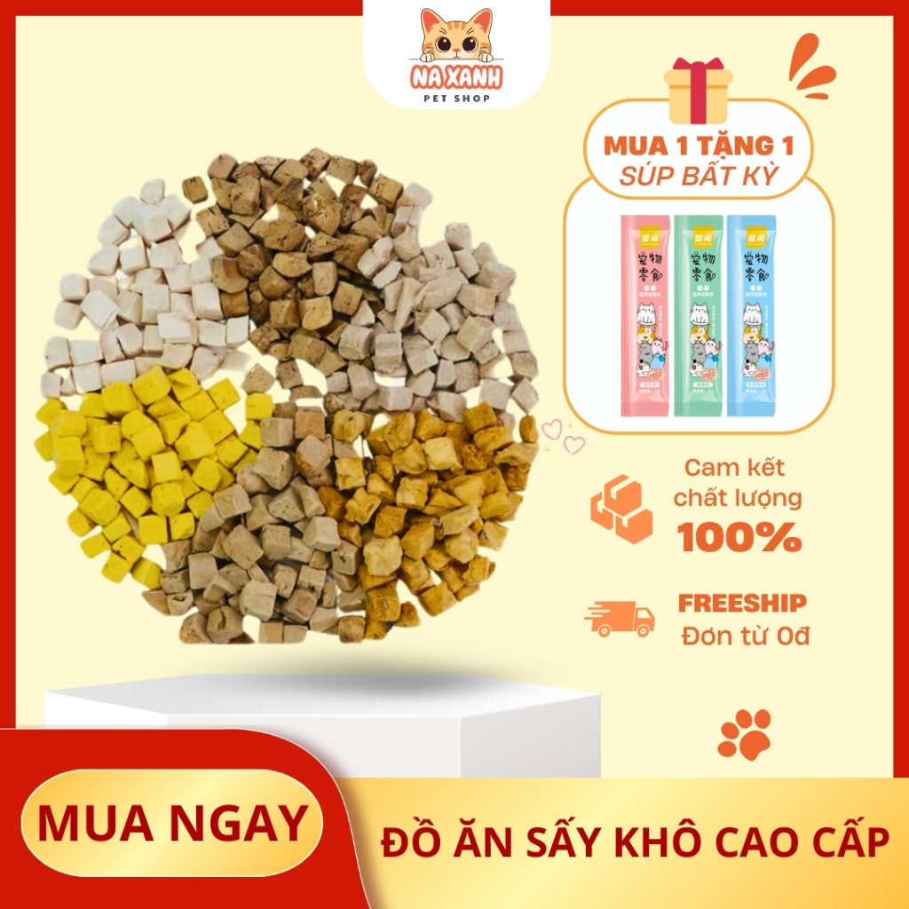 Thức Ăn Sấy Khô Cao Cấp Dành Cho Chó Mèo [ Vị Gan Viên, Gan Gà, Ức Gà, Trứng Sấy ] - Na Xanh Petshop