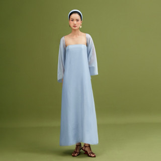 [WEWEAR] ]Đầm 2 dây lụa phi mờ, phủ tơ hàn bên ngoài, tặng kèm áo khoác chất liệu tơ LYLIA DRESS