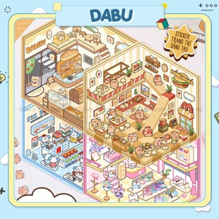 Sticker 3D tự trang trí DABU nhãn dán sticker DIY trang trí cửa hàng nhiều nhân vật dễ thương