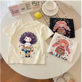 Áo thun ngắn tay bé gái in hình JULYKID, Áo thun bé ngắn tay cotton 4 chiều chính phẩm cho bé từ 10-37kg