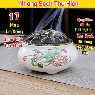 Lư Gốm Sứ Tráng Men Xông Đốt Nhang Trầm Nụ, Tặng Kèm 10 Nụ Thảo Mộc Dùng Thử | Hương Tâm Hiền