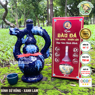 Bình Sứ Rồng 750ml Rượu Bàu Đá Bình Định Chính Gốc (Sẵn Rượu) - Cô Hà Xứ Nẫu - Rượu Bầu Đá 50 độ