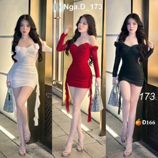 Đầm body rút dây 2 bên khoét ngực nút bấm vải thun gân mềm mịn, dày dặn, co giãn tốt alohashop91