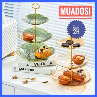 Khay Đựng Bánh Ngọt Trái Cây Đồ Ăn Vặt 3 Tầng Hình Hoa 3 Cánh Cao Cấp Sang Trọng
