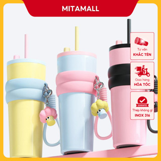 Ly giữ nhiệt khắc tên MITA Fun 750ml, inox 316, giữ nhiệt 8-12H, có ống hút và dây cầm tiện lợi