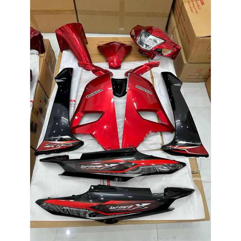 Tem chế Wave 110 2024 Wave X đỏ đen- Tem in vi tính cao cấp