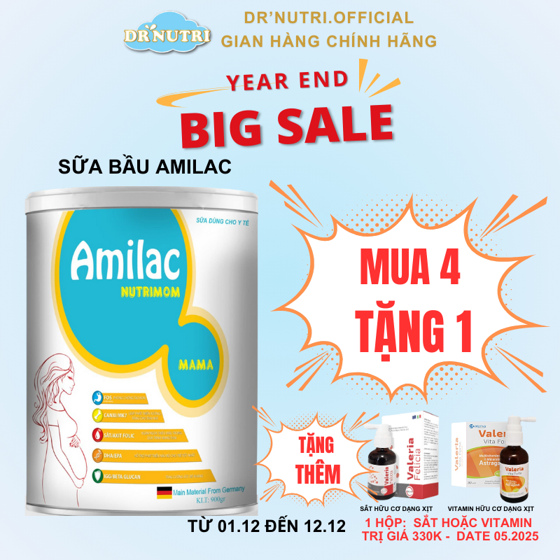 Sữa bột dành cho Mẹ Bầu AMILAC NUTRIMOM MAMA bổ sung sữa non cho mẹ bầu và cho con bú hộp 900g