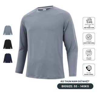Áo thun nam tay dài giữ nhiệt chất liệu thun lạnh mềm mại co giãn 4 chiều KEYMAN mặc thu đông có bigsize tới 140kg LONGT