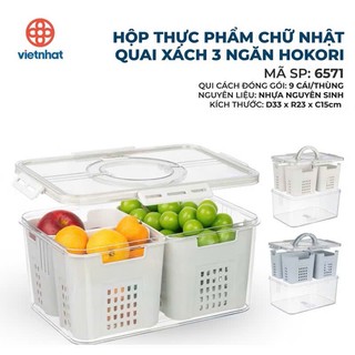 Hộp đựng thực phẩm cao cấp cỡ lớn 2 lớp ráo nước có chia ngăn,đựng rau củ quả đồ ăn nhựa trong suốt khoá cài chắc chắn