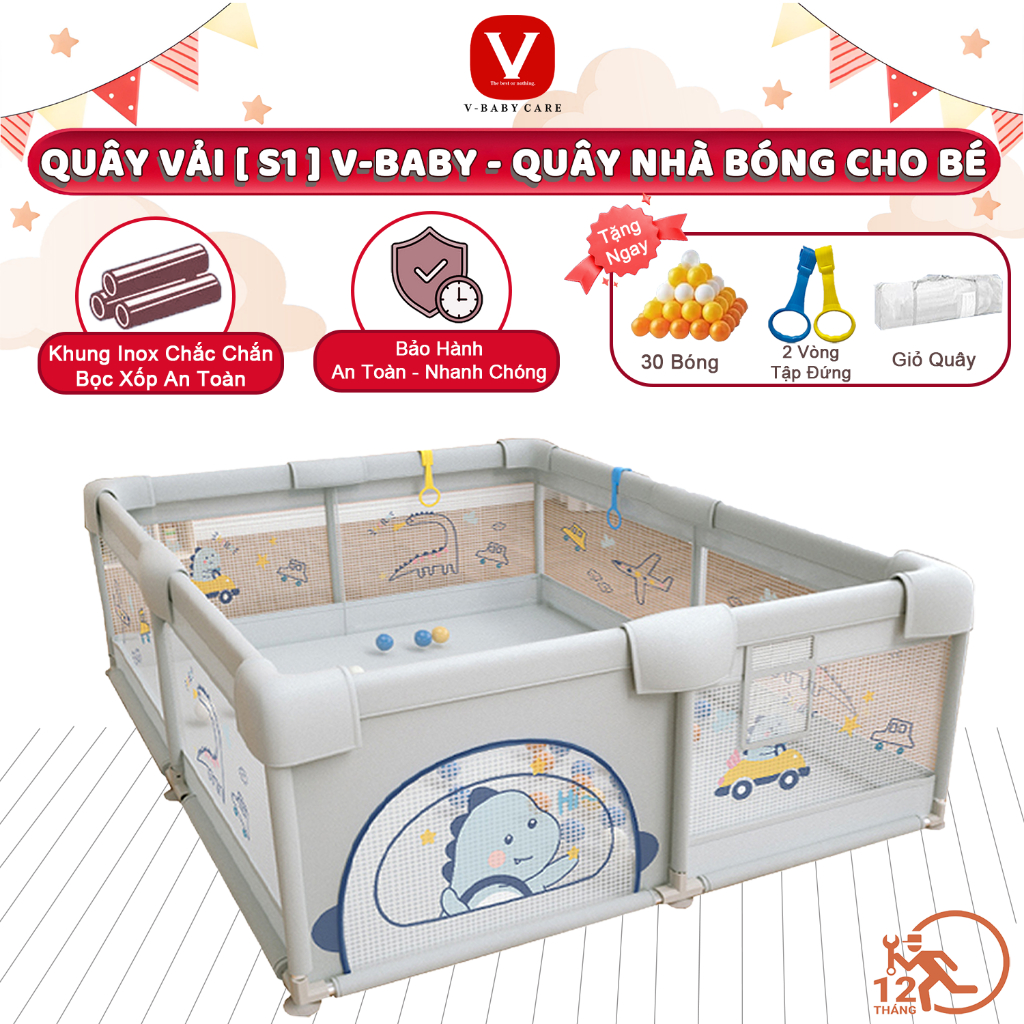 Quây Bóng Cho Bé V-BABY 2026, Nhà Bóng Cho Bé Khung Inox Dày Dặn [ KÈM QUÀ TẶNG ]