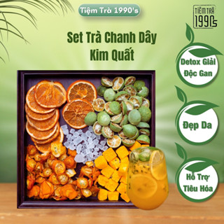 Set Trà Chanh Dây Kim Quất Tiệm Trà 1990's, Trà Thảo Mộc Chanh Leo Kim Quất Trắng Da Triệu Lộ Tư Detox Thanh Nhiệt