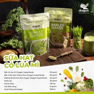 [12.2025] Bột cỏ lúa mì hữu cơ Dragon Superfoods Organic Wheatgrass Powder 150gr