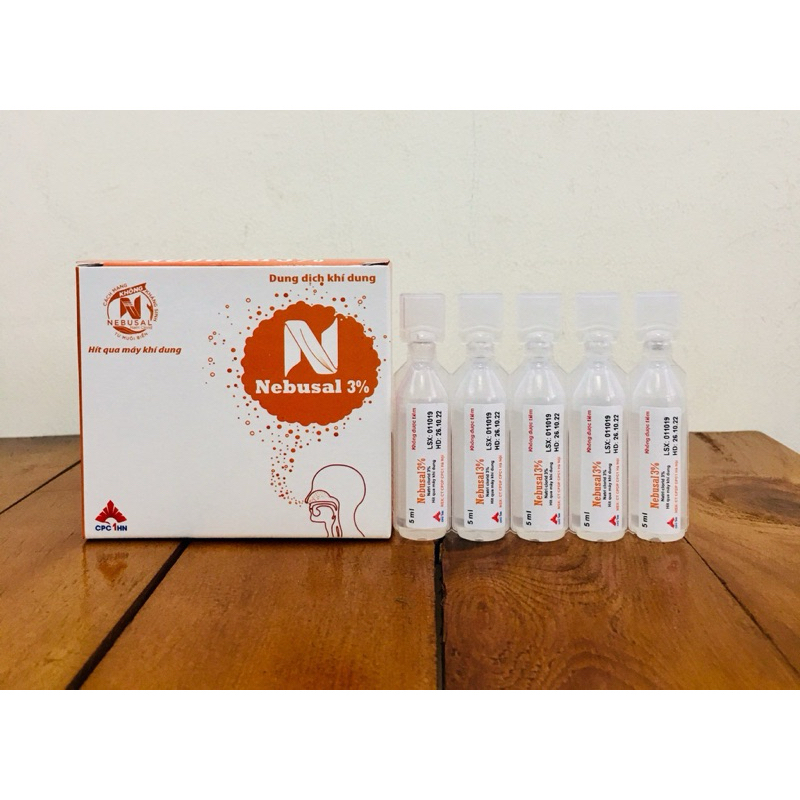 Dung Dịch Khí Dung Làm Sạch Đường Thở Mũi, Họng, Lỏng Dịch Tiết NEBUSAL 3% CPC1HN Hộp 5 ống