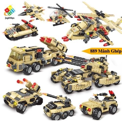 Mô Hình Lắp Ráp Xe Tăng Sa Mạc 889+psc - Lắp Ráp Xe Bọc Thép, Xe Phóng Tên Lưa, Quân Đội Sa Mạc Cát